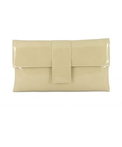 Womens Elegant Patent Clutch Shoulder Bag Occasion Wedding Party Prom Purse Beige Nude $23.99 Evening Bags