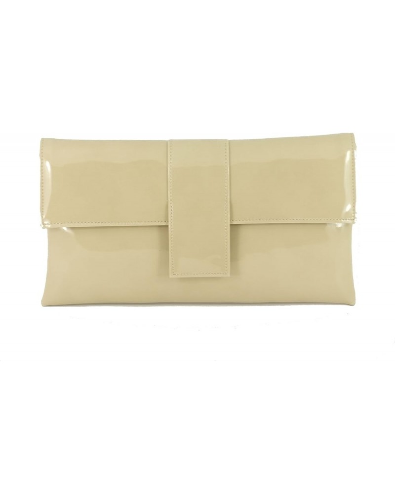 Womens Elegant Patent Clutch Shoulder Bag Occasion Wedding Party Prom Purse Beige Nude $23.99 Evening Bags