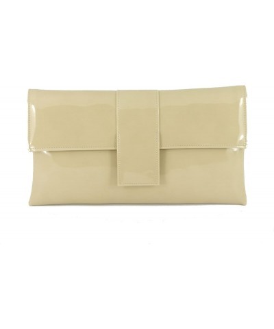 Womens Elegant Patent Clutch Shoulder Bag Occasion Wedding Party Prom Purse Beige Nude $23.99 Evening Bags