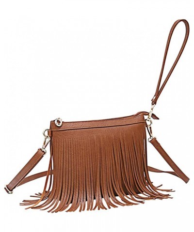 Women Small Tassel Faux Leather Cross Body Shoulder Bag Hobo Bag Brown $18.30 Shoulder Bags