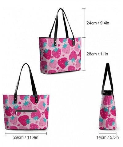 Womens Handbag Strawberry Patterns Leather Tote Bag Top Handle Satchel Bags For Lady $14.35 Totes