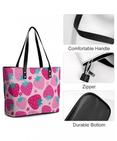 Womens Handbag Strawberry Patterns Leather Tote Bag Top Handle Satchel Bags For Lady $14.35 Totes