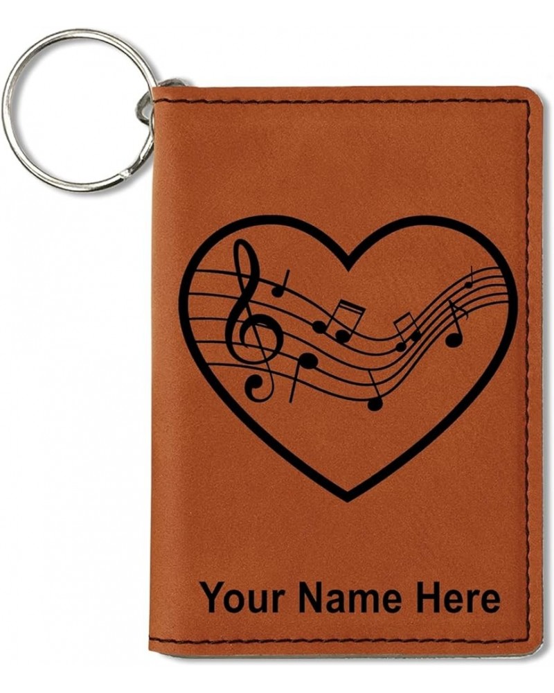 ID Holder Wallet, Music Staff Heart, Personalized Engraving Included (Rustic) Dark Brown $11.48 Wallets