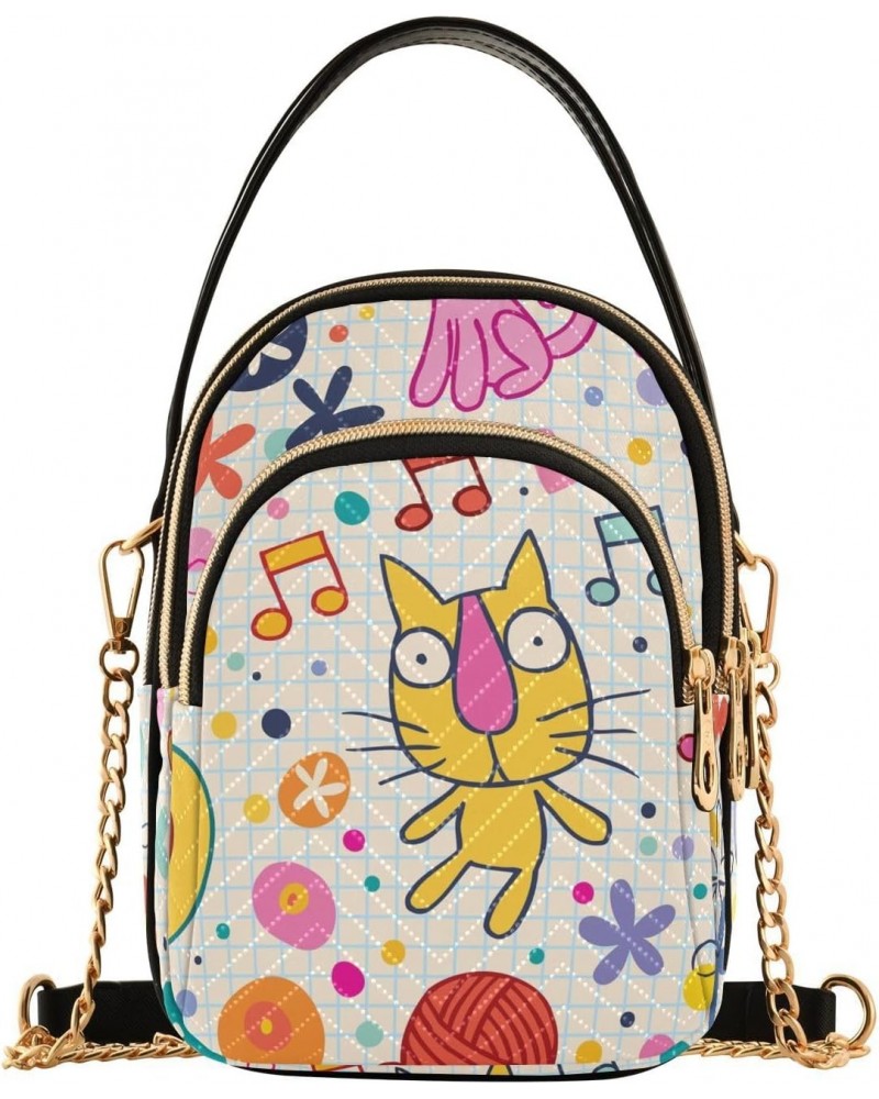 Cute Cartoon Cat Crossbody Bags for Women Small Shoulder with Detachable Straps, Trendy Cell Phone Purse Shoulder Handbags fo...