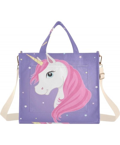 White Unicorn in The Starry Women's Tote Handbags Top Handle Satchel Shoulder Bag Crossbody Bag M $14.40 Totes