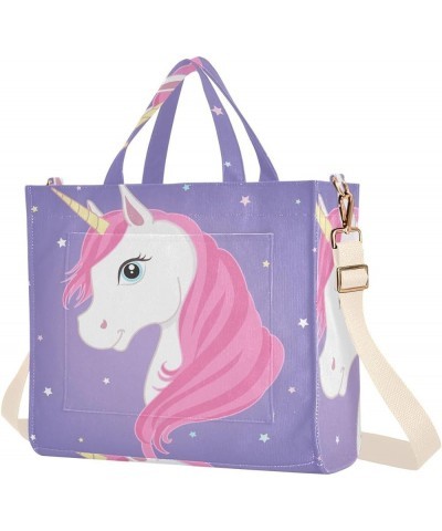 White Unicorn in The Starry Women's Tote Handbags Top Handle Satchel Shoulder Bag Crossbody Bag M $14.40 Totes