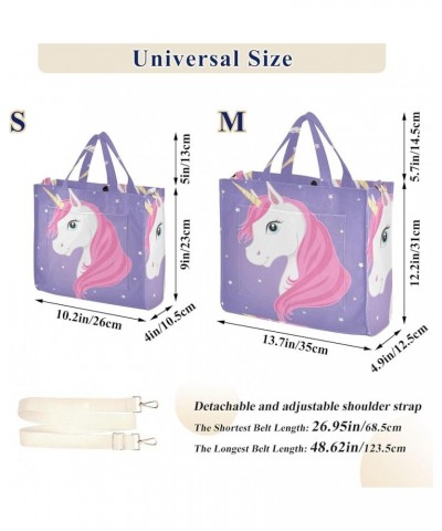 White Unicorn in The Starry Women's Tote Handbags Top Handle Satchel Shoulder Bag Crossbody Bag M $14.40 Totes