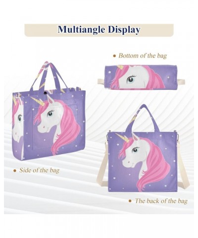 White Unicorn in The Starry Women's Tote Handbags Top Handle Satchel Shoulder Bag Crossbody Bag M $14.40 Totes