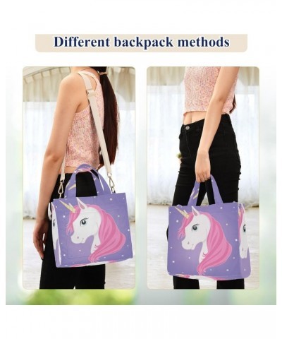 White Unicorn in The Starry Women's Tote Handbags Top Handle Satchel Shoulder Bag Crossbody Bag M $14.40 Totes