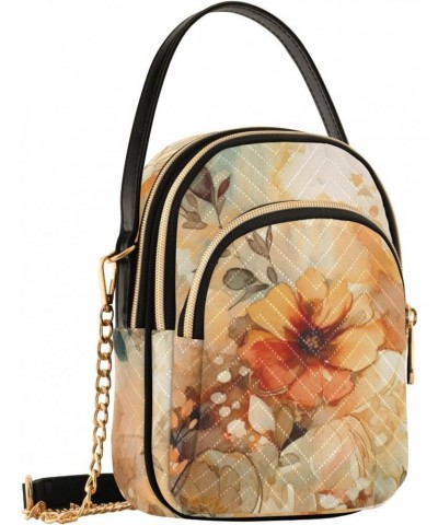 Women Crossbody Sling Bags Vibrant Colored Flower Print, Compact Fashion Handbags Purse with Chain Strap Top handle for Eveni...