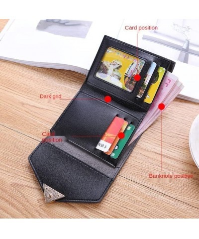 Minimalist Wallet Mini Women's Walletpu Leather Cropped Tri-fold Buckle Purse Clutch for Women's Metal Heart Portable Coin Po...