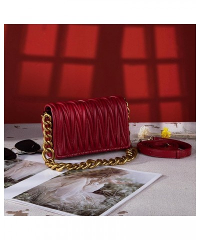 Quilted Handbags for Women Crossbody Bags Trendy Small Purses and Top Handle Handbags Crimson $21.65 Handbags