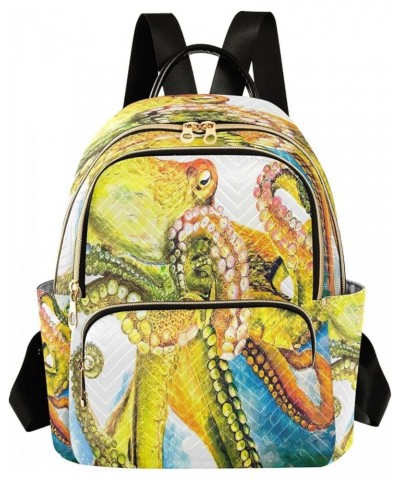 Backpack Purse for Women Abstract Octopus, Mini Fashion Backpack Painting Lightweight Casual Daypack Shoulder Bag Travel Back...