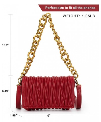 Quilted Handbags for Women Crossbody Bags Trendy Small Purses and Top Handle Handbags Crimson $21.65 Handbags