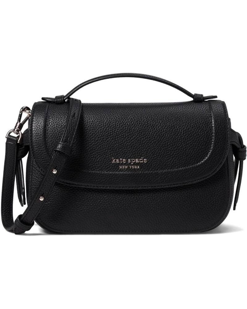 Knott Pebbled Leather Top Handle Crossbody Black $133.32 Crossbody Bags