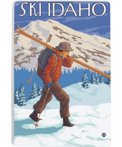 12x18 Inch Metal Sign, Idaho, Skier Carrying Snow Skis $26.09 Totes