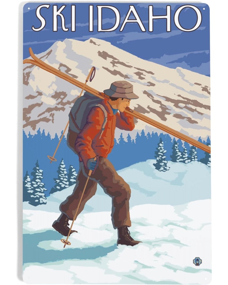 12x18 Inch Metal Sign, Idaho, Skier Carrying Snow Skis $26.09 Totes