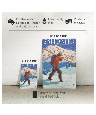 12x18 Inch Metal Sign, Idaho, Skier Carrying Snow Skis $26.09 Totes