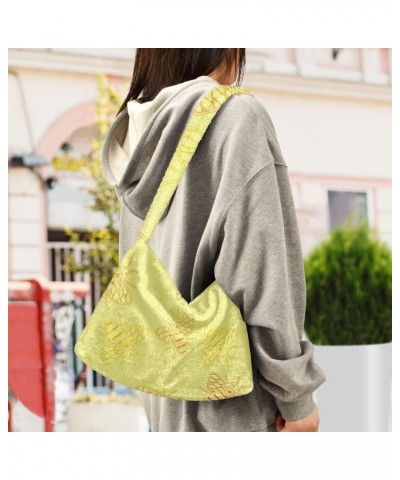 Yellow Bee Honeycomb Hive Fluffy Crossbody Bag Furry Tote Bags for Women Fuzzy Purse Handbag Lady Shoulder Bag Large Plush Ba...