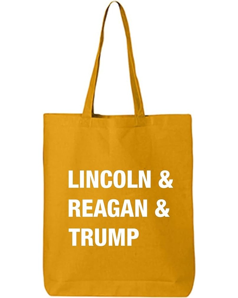 Lincoln & Reagan & Trump Cotton Canvas Tote Bag Gold $8.61 Totes