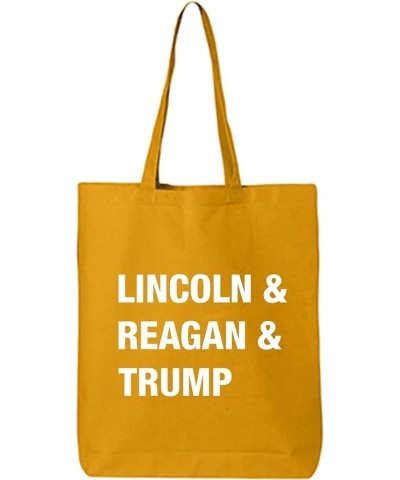 Lincoln & Reagan & Trump Cotton Canvas Tote Bag Gold $8.61 Totes