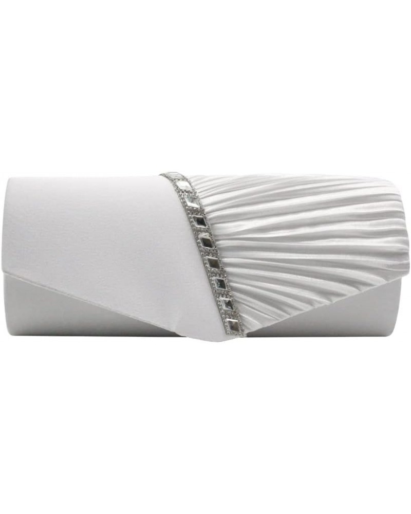 15367 Women's Purses Handbags Envelope Clutch Crossbody Bags Classic Rhinestone Shoulder Evening Bag White $15.51 Evening Bags