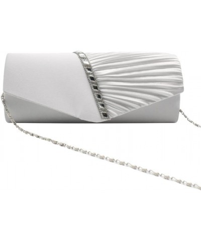 15367 Women's Purses Handbags Envelope Clutch Crossbody Bags Classic Rhinestone Shoulder Evening Bag White $15.51 Evening Bags