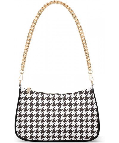 Shoulder Bag Houndstooth Black White Tote Bag Chain Bag Cross Body Handbag Purse for Women Houndstooth Black White $16.79 Sho...