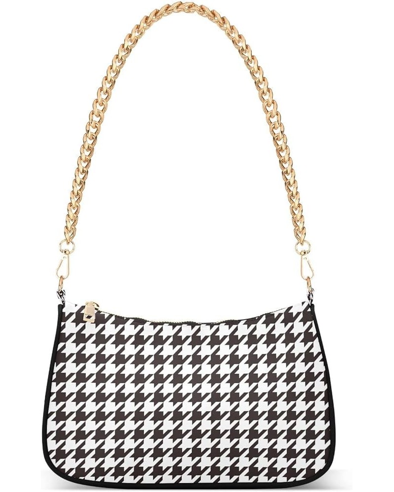 Shoulder Bag Houndstooth Black White Tote Bag Chain Bag Cross Body Handbag Purse for Women Houndstooth Black White $16.79 Sho...