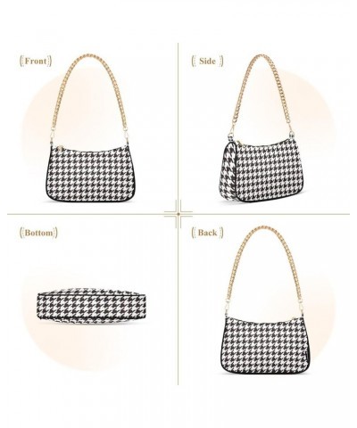 Shoulder Bag Houndstooth Black White Tote Bag Chain Bag Cross Body Handbag Purse for Women Houndstooth Black White $16.79 Sho...