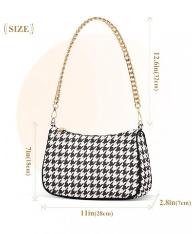 Shoulder Bag Houndstooth Black White Tote Bag Chain Bag Cross Body Handbag Purse for Women Houndstooth Black White $16.79 Sho...