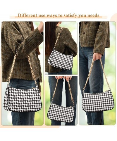 Shoulder Bag Houndstooth Black White Tote Bag Chain Bag Cross Body Handbag Purse for Women Houndstooth Black White $16.79 Sho...