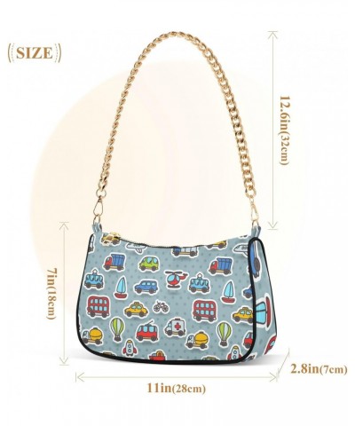 Handbags Chain Shoulder Tote Bag Cute Cartoon Cars Transport Pattern Satchel Purse Top Handle Crossbody Bags for Women $14.87...