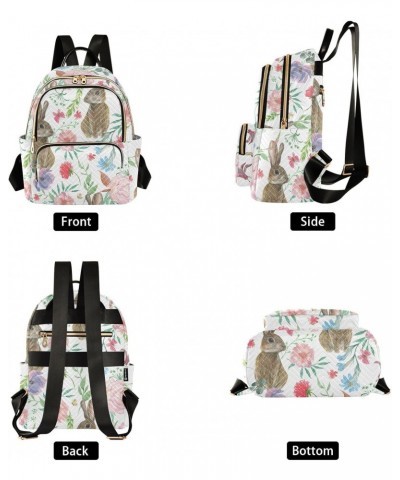 Rabbits Floral Backpack for Women Casual Daypack Lightweight Shoulder Bag Small Backpacks Travel Purse for Outdoor Ladies Wor...