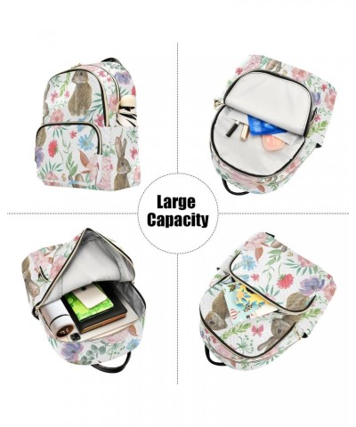 Rabbits Floral Backpack for Women Casual Daypack Lightweight Shoulder Bag Small Backpacks Travel Purse for Outdoor Ladies Wor...