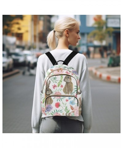 Rabbits Floral Backpack for Women Casual Daypack Lightweight Shoulder Bag Small Backpacks Travel Purse for Outdoor Ladies Wor...