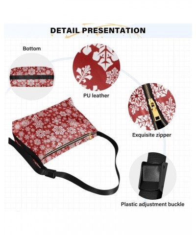 Christmas Snowflakes Red Soft PU Leather Shoulder Bag for Women Stylish Ladies Crossbody Purse with Zipper Closure Messenger ...