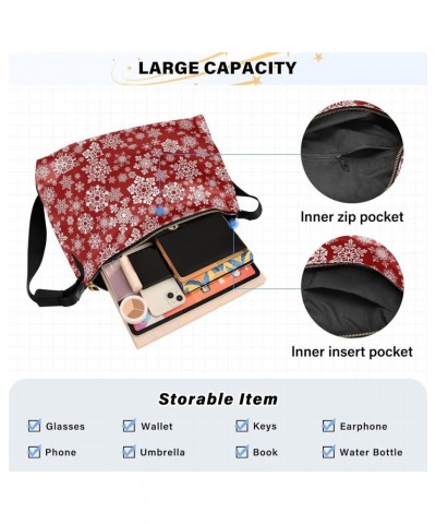 Christmas Snowflakes Red Soft PU Leather Shoulder Bag for Women Stylish Ladies Crossbody Purse with Zipper Closure Messenger ...