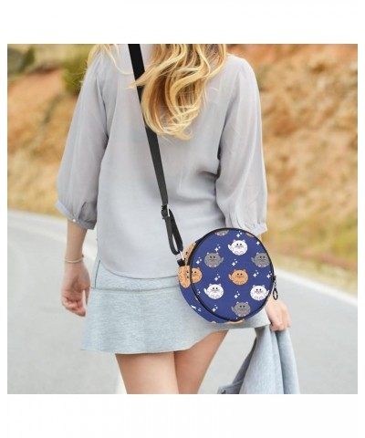 Colored Mandala Floral Pattern Crossbody Bag for Women Teen Girls Round Canvas Shoulder Bag Purse Tote Handbag Bag Multi03 $8...