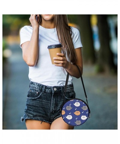 Colored Mandala Floral Pattern Crossbody Bag for Women Teen Girls Round Canvas Shoulder Bag Purse Tote Handbag Bag Multi03 $8...