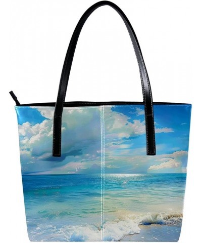 Tote Bag, Large Tote Bag, Tote Bag with Zipper, Summer Beach Ocean Sea Landscape, Tote Bags Women Design 4139 $21.92 Totes