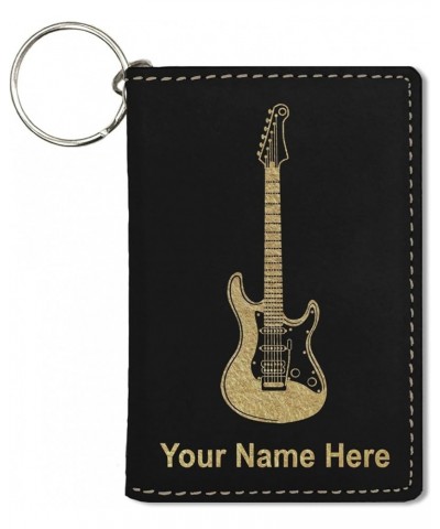 ID Holder Wallet, Electric Guitar, Personalized Engraving Included (Teal) Black with Gold $13.16 Wallets