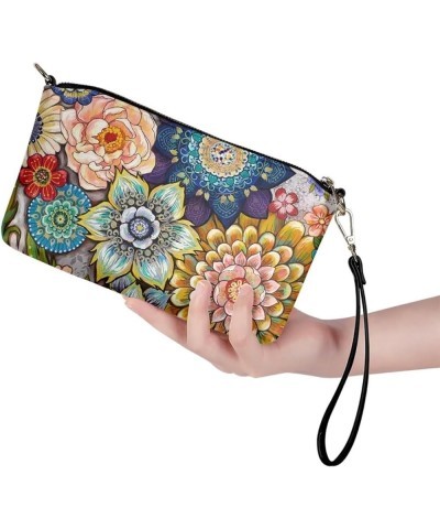 Crossbody Bag for Women Shoulder Bags Medium Travel Purses Leather Wristlet Clutch Purse Bright Blossom Floral $16.34 Crossbo...