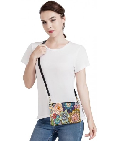 Crossbody Bag for Women Shoulder Bags Medium Travel Purses Leather Wristlet Clutch Purse Bright Blossom Floral $16.34 Crossbo...