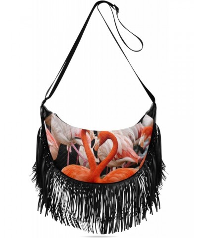 Medium Purses for Women Crossbody Fringe Trendy Crossbody Bags for Ladies Shoulder Bag Women Flamingos $11.27 Crossbody Bags