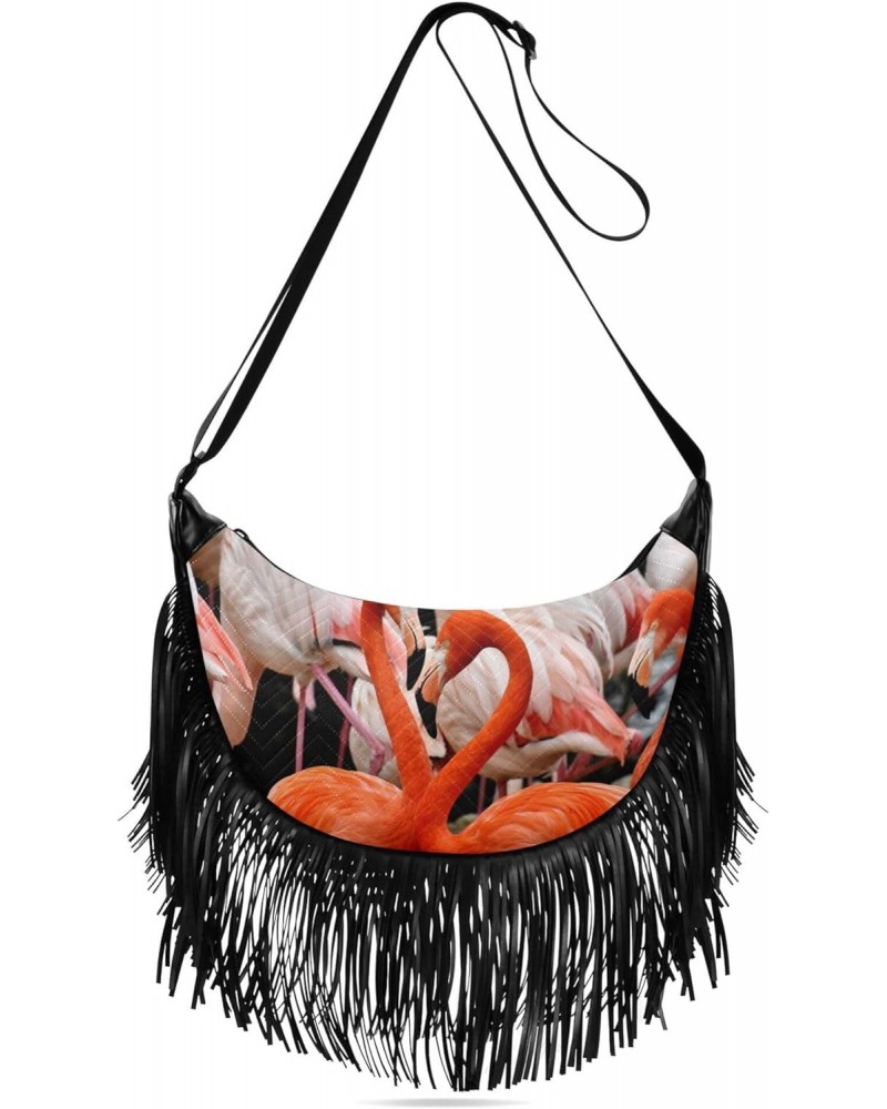 Medium Purses for Women Crossbody Fringe Trendy Crossbody Bags for Ladies Shoulder Bag Women Flamingos $11.27 Crossbody Bags