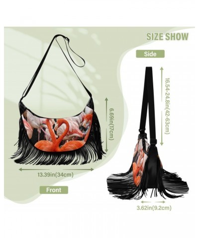 Medium Purses for Women Crossbody Fringe Trendy Crossbody Bags for Ladies Shoulder Bag Women Flamingos $11.27 Crossbody Bags