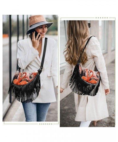 Medium Purses for Women Crossbody Fringe Trendy Crossbody Bags for Ladies Shoulder Bag Women Flamingos $11.27 Crossbody Bags