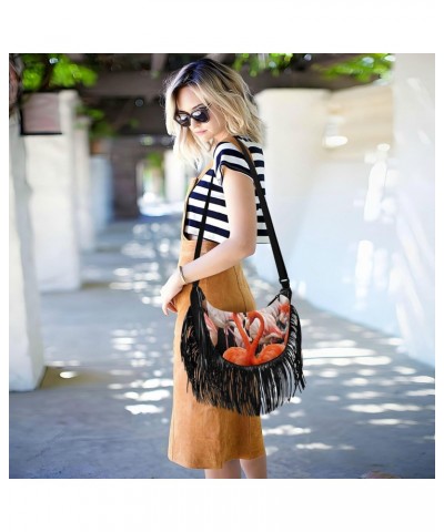 Medium Purses for Women Crossbody Fringe Trendy Crossbody Bags for Ladies Shoulder Bag Women Flamingos $11.27 Crossbody Bags