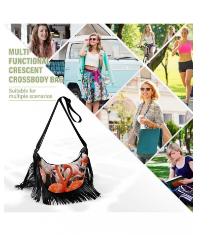 Medium Purses for Women Crossbody Fringe Trendy Crossbody Bags for Ladies Shoulder Bag Women Flamingos $11.27 Crossbody Bags